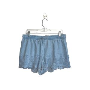GAP Light Wash Cambray Eyelet Embroidered High Rise Pull On Shorts Large Women’s